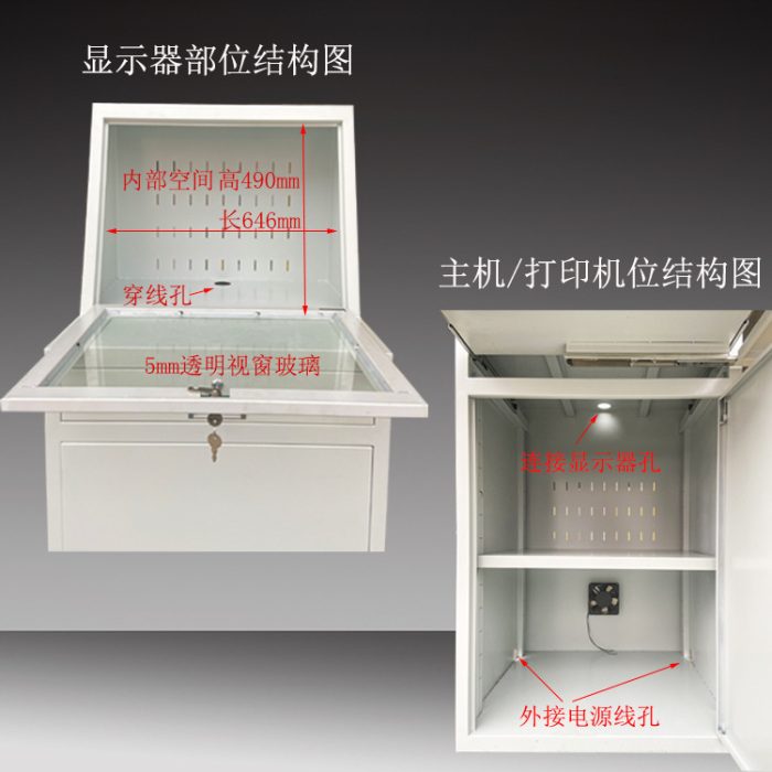 全新工业PC电脑柜工控机箱车间移动防尘防盗柜网络柜显示器钢制柜 - 图片 2
